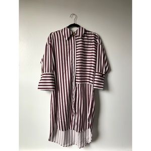 Burgundy Striped Button Up